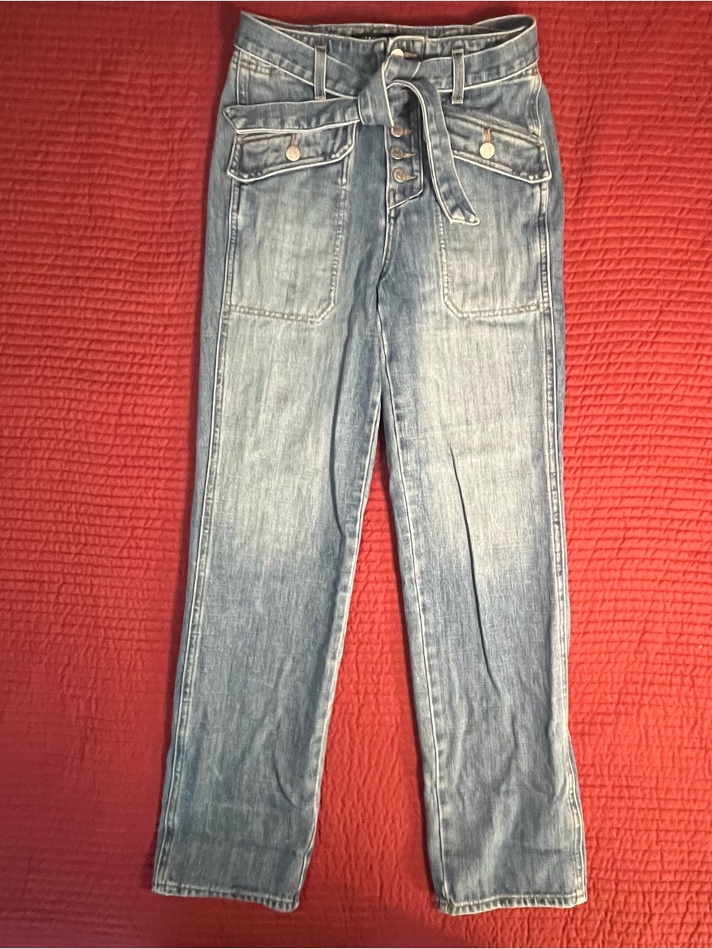 Veronica Beard Rinley High Rise Cropped Straight Leg Jeans Durango Blue 25